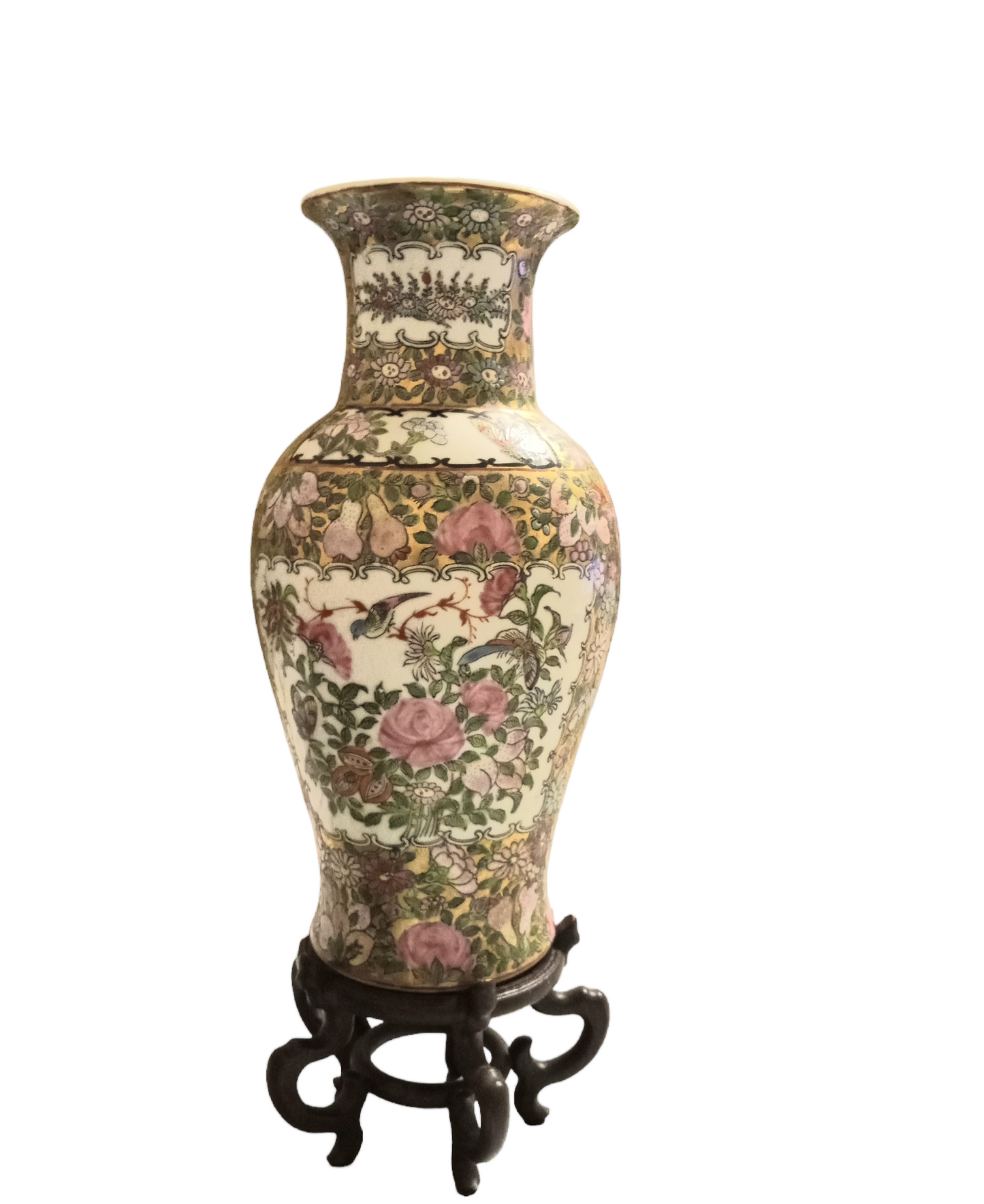 Famille Rose Chinese Asian Character Vase