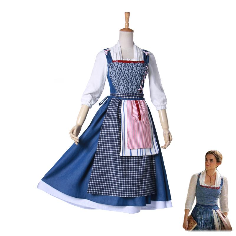 Belle Costumes Movie Beauty And The Beast Princess Cosplay Women Blue Dress
